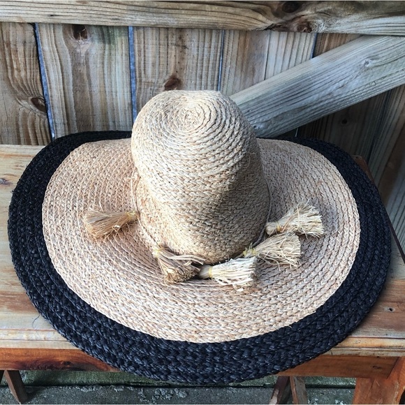 Love Kate Mexicoma Raffia Straw Hat with Tassles UPF 50 Size M